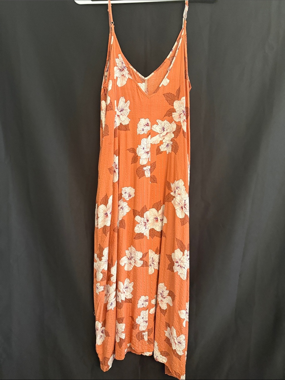 Lush Orange Floral Maxi Slip Dress M